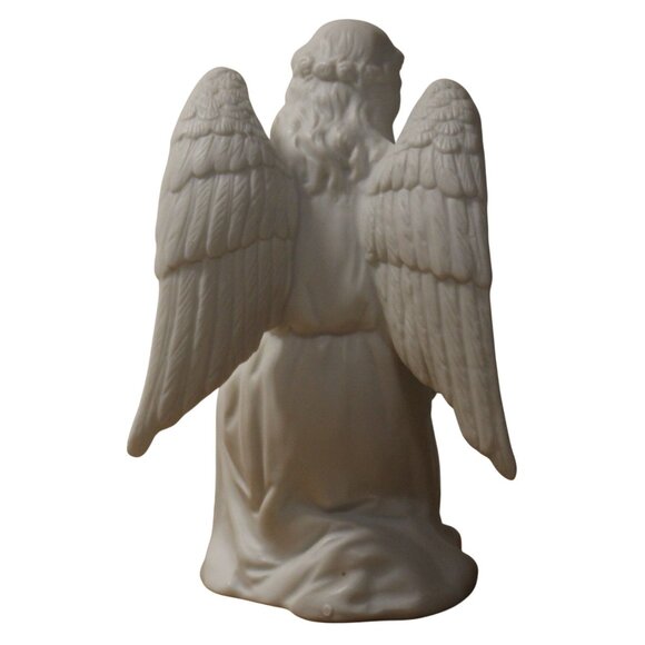 Homco Nativity White Kneeling Angel Flower Figurine #5617 Vtg 5.5" Replacement - Picture 5 of 8